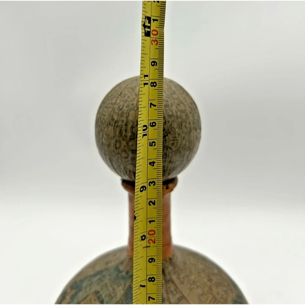 Lillian Vernon Vintage Rare Leather Wrapped Decanter World Map Made‎ In Italy